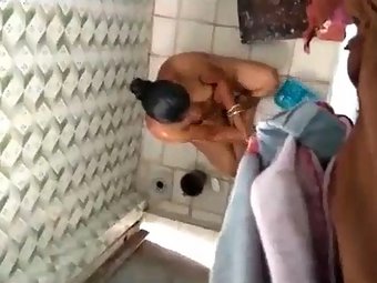 Horny Mallu Aunty Filmed Taking Bath In Toilet